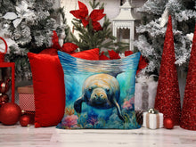 Load image into Gallery viewer, Manatee Throw Pillow - 14x14 Decorative Pillow – Art for Your Home &amp; Patio