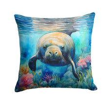 Load image into Gallery viewer, Manatee Throw Pillow - 14x14 Decorative Pillow – Art for Your Home &amp; Patio