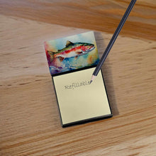 Load image into Gallery viewer, Rainbow Trout Sticky Note Holder- Refiilable Desk Accessory Note Pad