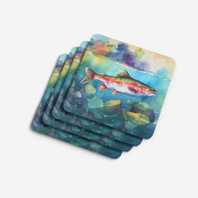 Load image into Gallery viewer, Rainbow Trout Coasters - Set of 4 Lightweight Foam, Absorbent Drink Coasters