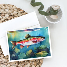 Load image into Gallery viewer, Rainbow Trout Greeting Cards - Blank Note Cards – 8-Pack of Artist-Designed Cards with Envelopes