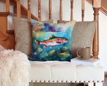 Load image into Gallery viewer, Rainbow Trout Throw Pillow - 14x14 Decorative Pillow – Art for Your Home &amp; Patio