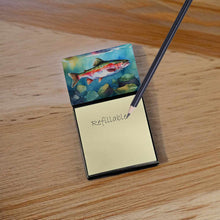 Load image into Gallery viewer, Rainbow Trout Sticky Note Holder- Refiilable Desk Accessory Note Pad