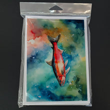 Load image into Gallery viewer, Salmon Greeting Cards - Blank Note Cards – 8-Pack of Artist-Designed Cards with Envelopes
