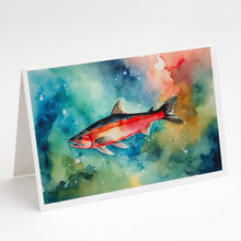 Load image into Gallery viewer, Salmon Greeting Cards - Blank Note Cards – 8-Pack of Artist-Designed Cards with Envelopes