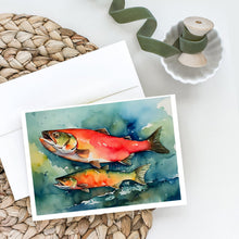 Load image into Gallery viewer, Salmon Greeting Cards - Blank Note Cards – 8-Pack of Artist-Designed Cards with Envelopes