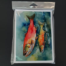 Load image into Gallery viewer, Salmon Greeting Cards - Blank Note Cards – 8-Pack of Artist-Designed Cards with Envelopes