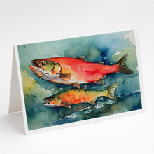 Load image into Gallery viewer, Salmon Greeting Cards - Blank Note Cards – 8-Pack of Artist-Designed Cards with Envelopes