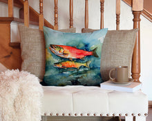 Load image into Gallery viewer, Salmon Throw Pillow - 14x14 Decorative Pillow – Art for Your Home &amp; Patio