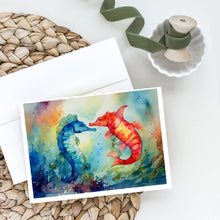 Load image into Gallery viewer, Seahorses Greeting Cards - Blank Note Cards – 8-Pack of Artist-Designed Cards with Envelopes