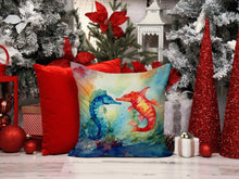 Load image into Gallery viewer, Seahorses Throw Pillow - 14x14 Decorative Pillow – Art for Your Home &amp; Patio