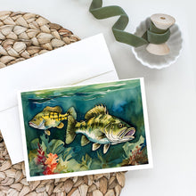Load image into Gallery viewer, Smallmouth Bass Greeting Cards - Blank Note Cards – 8-Pack of Artist-Designed Cards with Envelopes
