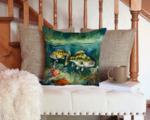 Load image into Gallery viewer, Smallmouth Bass Throw Pillow - 14x14 Decorative Pillow – Art for Your Home &amp; Patio