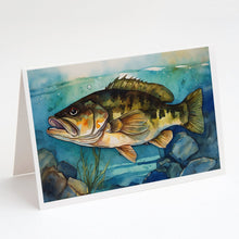 Load image into Gallery viewer, Smallmouth Bass Greeting Cards - Blank Note Cards – 8-Pack of Artist-Designed Cards with Envelopes