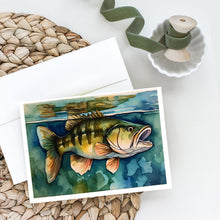 Load image into Gallery viewer, Smallmouth Bass Greeting Cards - Blank Note Cards – 8-Pack of Artist-Designed Cards with Envelopes