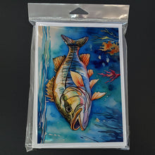 Load image into Gallery viewer, Striped Bass Greeting Cards - Blank Note Cards – 8-Pack of Artist-Designed Cards with Envelopes