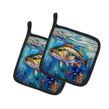 Load image into Gallery viewer, Striped Bass Pot Holders - Set of 2 Decorative Kitchen Helpers | Made in the USA