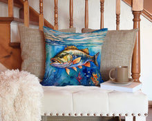 Load image into Gallery viewer, Striped Bass Throw Pillow - 14x14 Decorative Pillow – Art for Your Home &amp; Patio