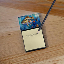 Load image into Gallery viewer, Striped Bass Sticky Note Holder- Refiilable Desk Accessory Note Pad