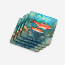 Load image into Gallery viewer, Trout Coasters - Set of 4 Lightweight Foam, Absorbent Drink Coasters