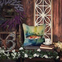 Load image into Gallery viewer, Trout Throw Pillow - 14x14 Decorative Pillow – Art for Your Home &amp; Patio