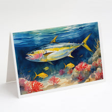 Load image into Gallery viewer, Yellowfin Tuna Greeting Cards - Blank Note Cards – 8-Pack of Artist-Designed Cards with Envelopes