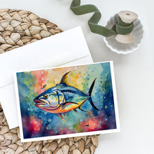 Load image into Gallery viewer, Yellowfin Tuna Greeting Cards - Blank Note Cards – 8-Pack of Artist-Designed Cards with Envelopes