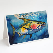 Load image into Gallery viewer, Yellowfin Tuna Greeting Cards - Blank Note Cards – 8-Pack of Artist-Designed Cards with Envelopes
