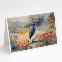 Load image into Gallery viewer, Blue Heron Greeting Cards - Blank Note Cards – 8-Pack of Artist-Designed Cards with Envelopes