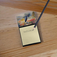 Load image into Gallery viewer, Blue Heron Sticky Note Holder- Refiilable Desk Accessory Note Pad