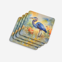 Load image into Gallery viewer, Blue Heron Coasters - Set of 4 Lightweight Foam, Absorbent Drink Coasters