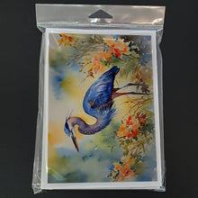 Load image into Gallery viewer, Blue Heron Greeting Cards - Blank Note Cards – 8-Pack of Artist-Designed Cards with Envelopes