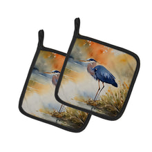 Load image into Gallery viewer, Blue Heron Pot Holders - Set of 2 Decorative Kitchen Helpers | Made in the USA
