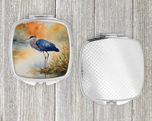 Load image into Gallery viewer, Blue Heron Compact Mirror – Stylish Purse Mirror with Artistic Covers