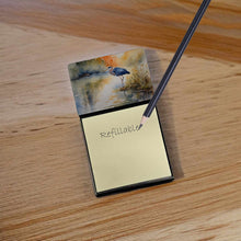 Load image into Gallery viewer, Blue Heron Sticky Note Holder- Refiilable Desk Accessory Note Pad