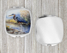 Load image into Gallery viewer, Blue Heron Compact Mirror – Stylish Purse Mirror with Artistic Covers