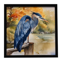 Load image into Gallery viewer, Blue Heron Framed Metal Print