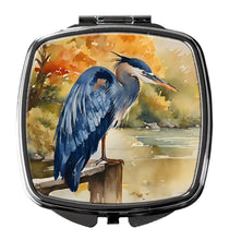 Load image into Gallery viewer, Blue Heron Compact Mirror – Stylish Purse Mirror with Artistic Covers