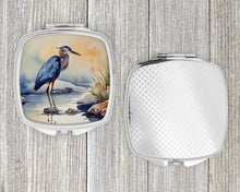 Load image into Gallery viewer, Blue Heron Compact Mirror – Stylish Purse Mirror with Artistic Covers