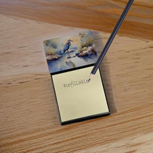 Load image into Gallery viewer, Blue Heron Sticky Note Holder- Refiilable Desk Accessory Note Pad