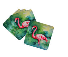 Load image into Gallery viewer, Flamingo Coasters - Set of 4 Lightweight Foam, Absorbent Drink Coasters