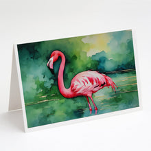 Load image into Gallery viewer, Flamingo Greeting Cards - Blank Note Cards – 8-Pack of Artist-Designed Cards with Envelopes