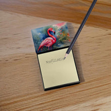 Load image into Gallery viewer, Flamingo Sticky Note Holder- Refiilable Desk Accessory Note Pad