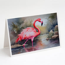 Load image into Gallery viewer, Flamingo Greeting Cards - Blank Note Cards – 8-Pack of Artist-Designed Cards with Envelopes