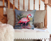 Load image into Gallery viewer, Flamingo Throw Pillow - 14x14 Decorative Pillow – Art for Your Home &amp; Patio