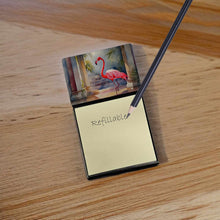 Load image into Gallery viewer, Flamingo Sticky Note Holder- Refiilable Desk Accessory Note Pad