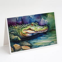 Load image into Gallery viewer, Alligator Greeting Cards - Blank Note Cards – 8-Pack of Artist-Designed Cards with Envelopes