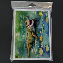 Load image into Gallery viewer, Alligator Greeting Cards - Blank Note Cards – 8-Pack of Artist-Designed Cards with Envelopes
