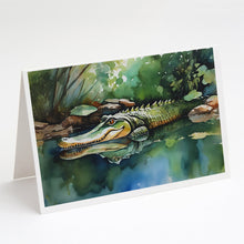 Load image into Gallery viewer, Alligator Greeting Cards - Blank Note Cards – 8-Pack of Artist-Designed Cards with Envelopes
