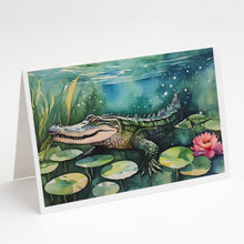 Load image into Gallery viewer, Alligator Greeting Cards - Blank Note Cards – 8-Pack of Artist-Designed Cards with Envelopes